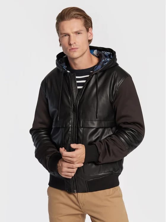 GUESS Geacă din imitație de piele M2BL22WEZ20 JBLK Negru