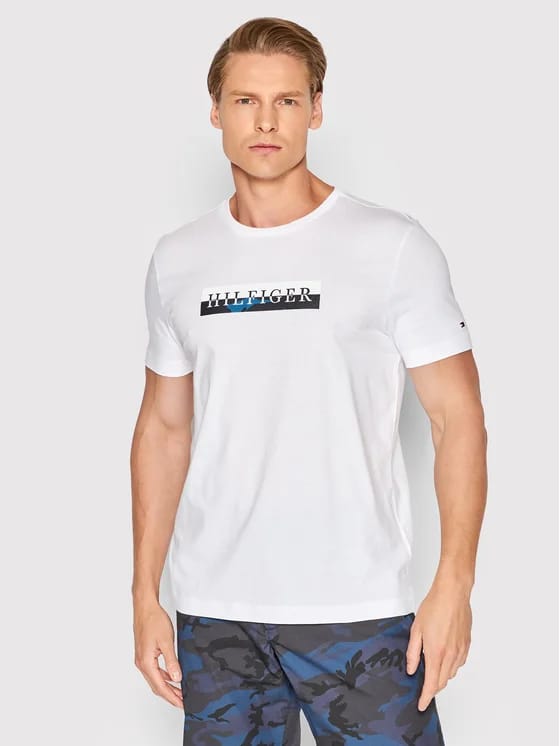 TOMMY HILFIGER Tricou Camo MW0MW24548 Alb