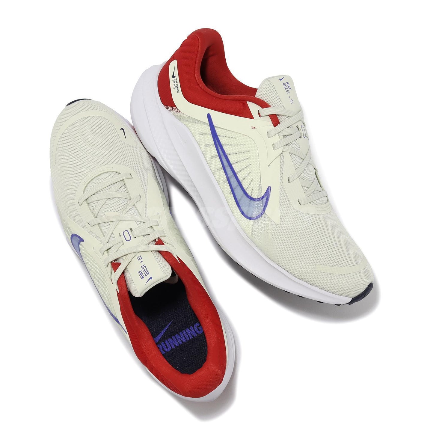 NIKE Quest 5 Beige Red Men Runner Road Shoes Sneakers DD0204-009