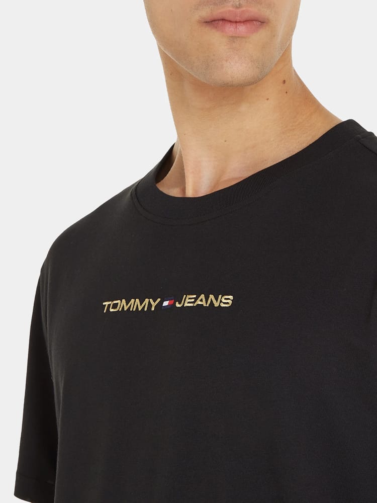 TOMMY JEANS Tricou Classic Gold Linear Logo DM0DM17728 Negru