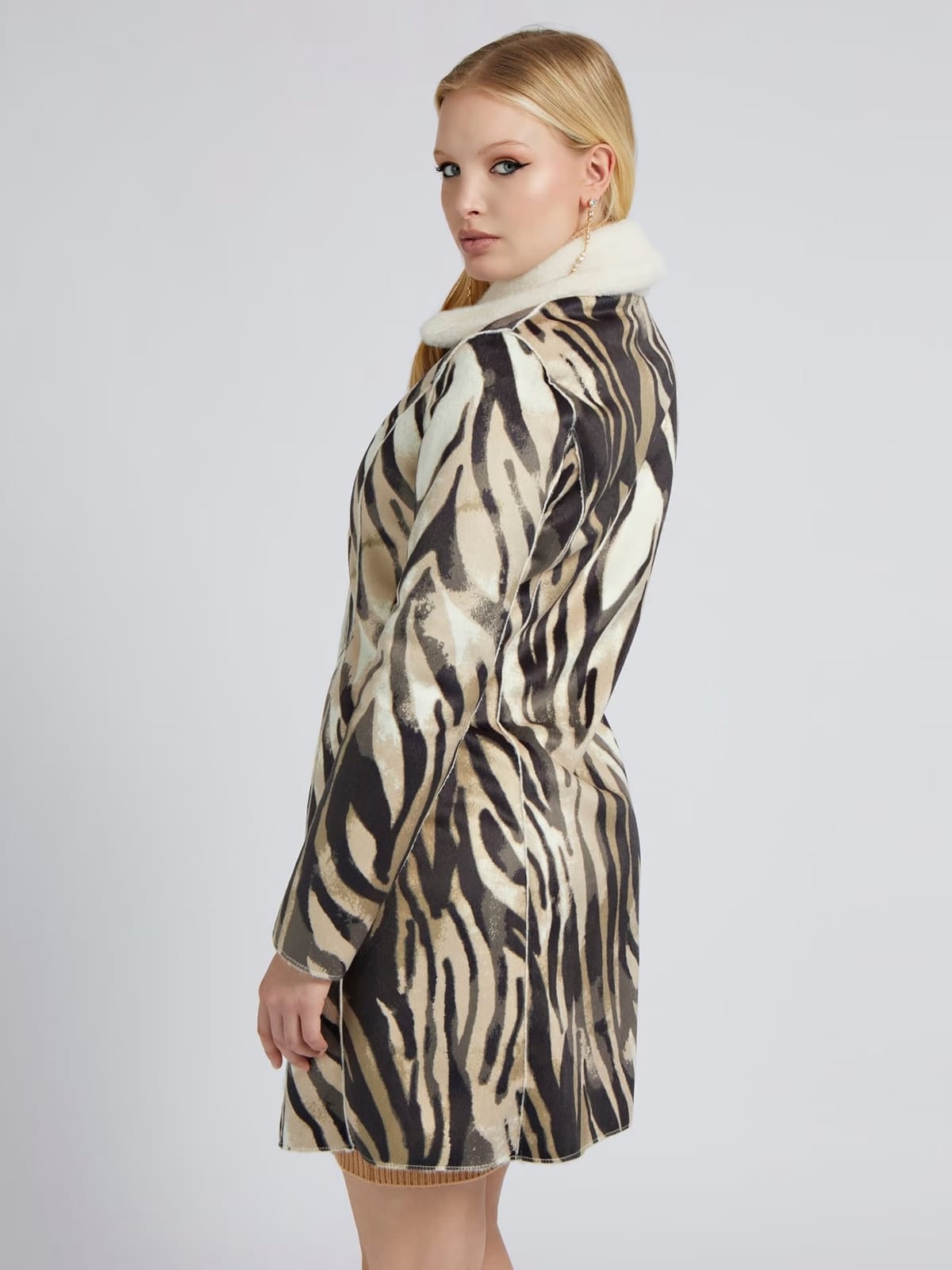 GUESS Palton de blană cu două fețe W2BL84WF1P0-P05P Maro-Bej
