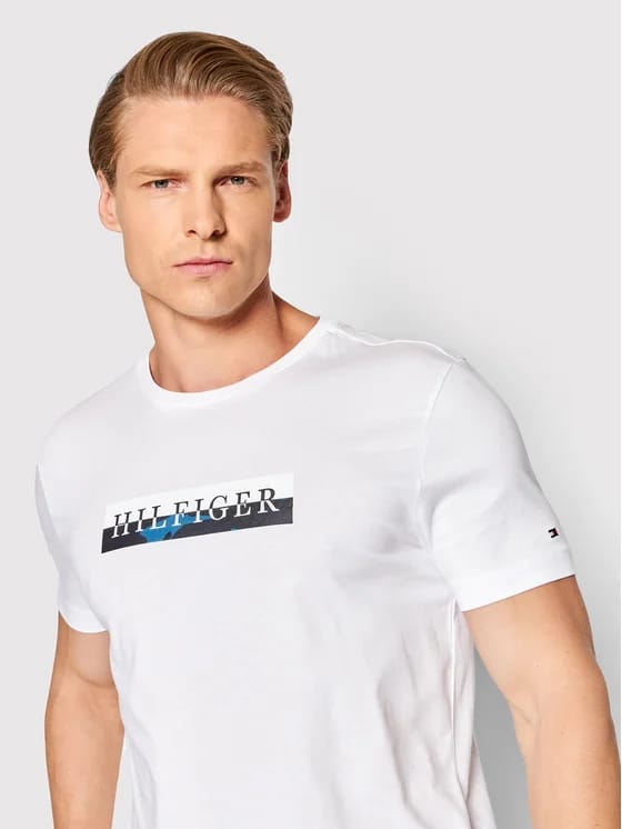 TOMMY HILFIGER Tricou Camo MW0MW24548 Alb