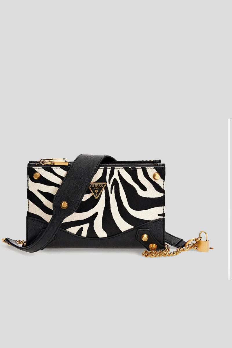 GUESS Amantea Top Zip Crossbody - Zebra