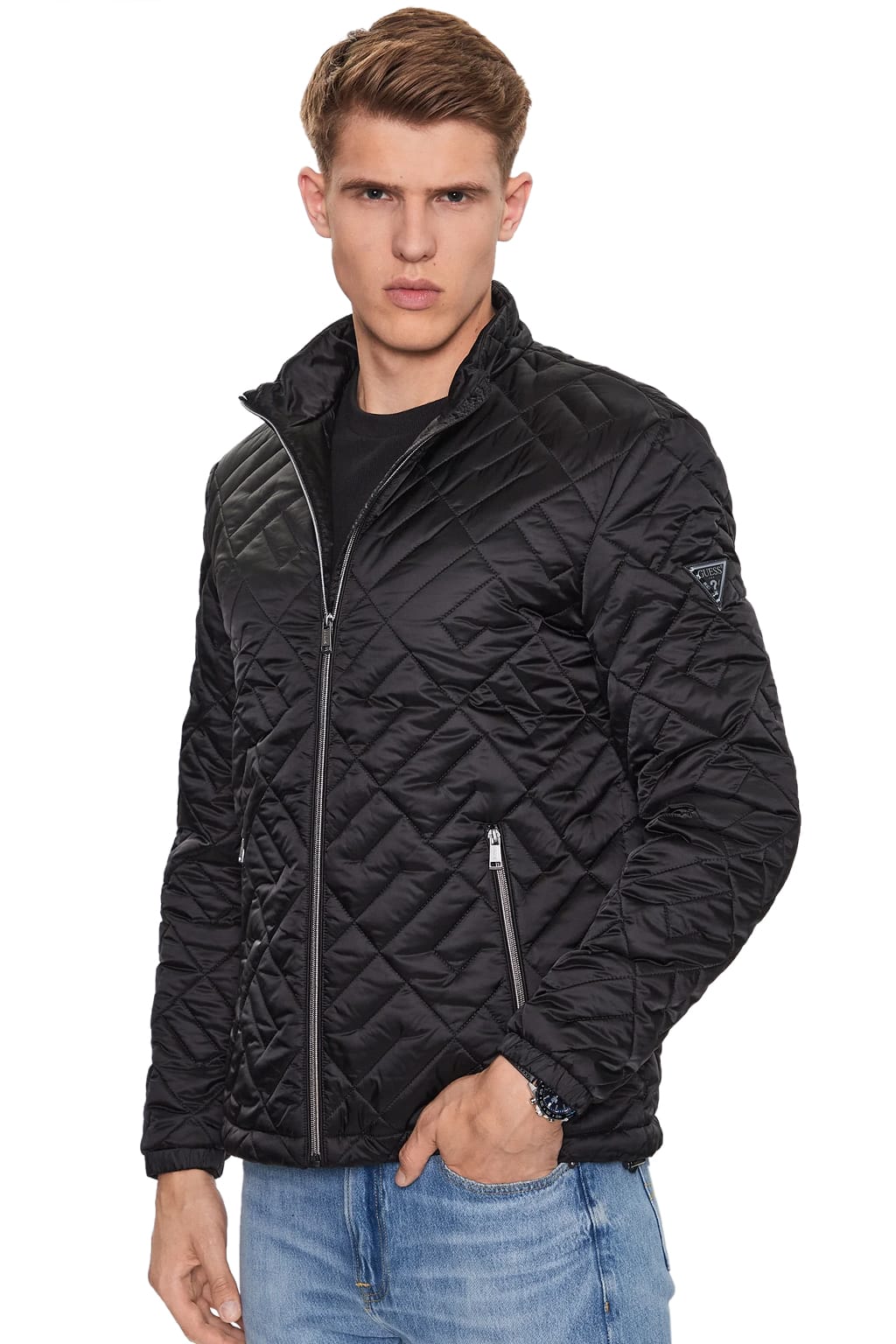 GUESS Jachetă matlasată M3YL11WFHN2 JBLK Negru