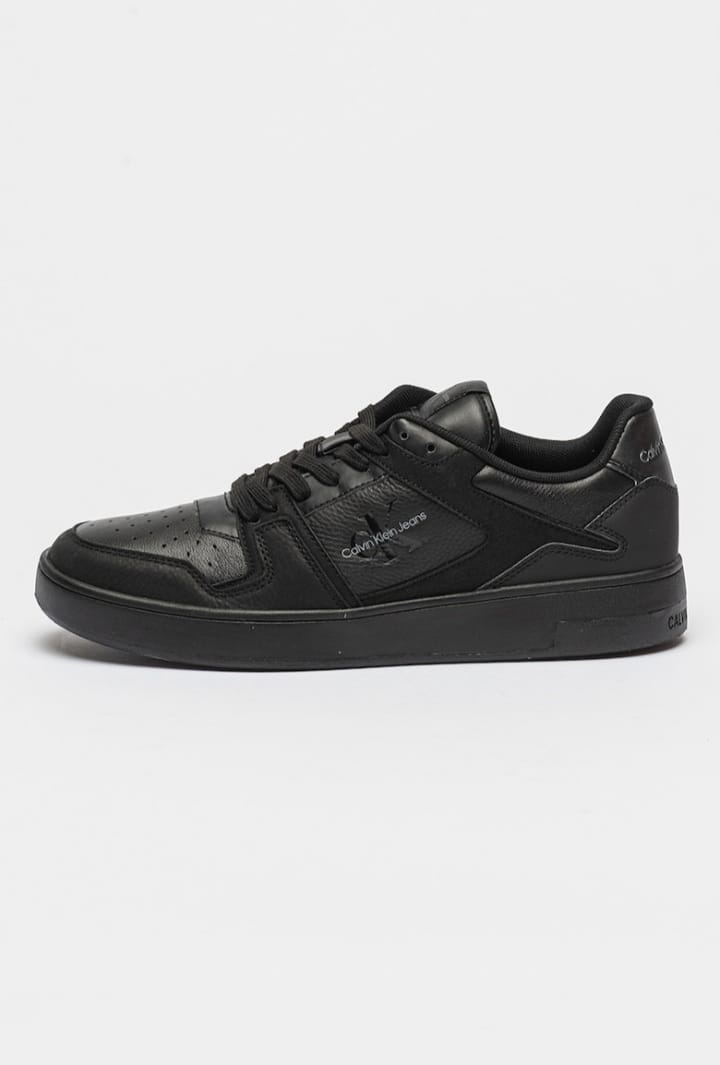 CALVIN KLEIN JEANS Pantofi sport din piele cu detaliu logo - Negru