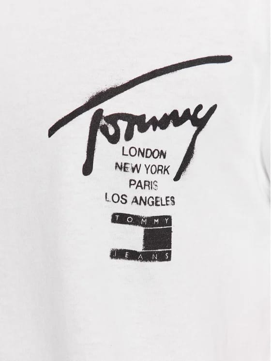 TOMMY JEANS Tricou Spray Signature DM0DM17716 Alb
