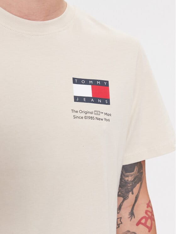 TOMMY JEANS Tricou Essential Flag - Bej