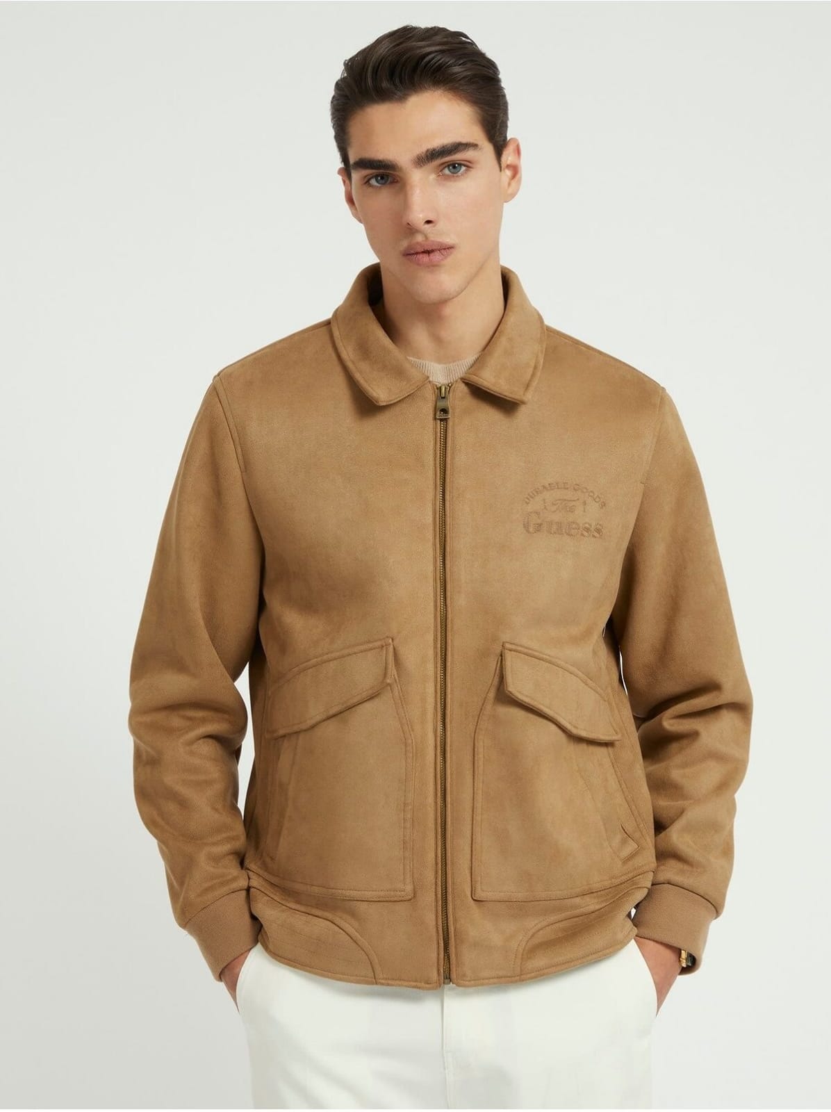 GUESS Jachetă Harrington imitație de piele întoarsă M3YL09WFHO0 Maro