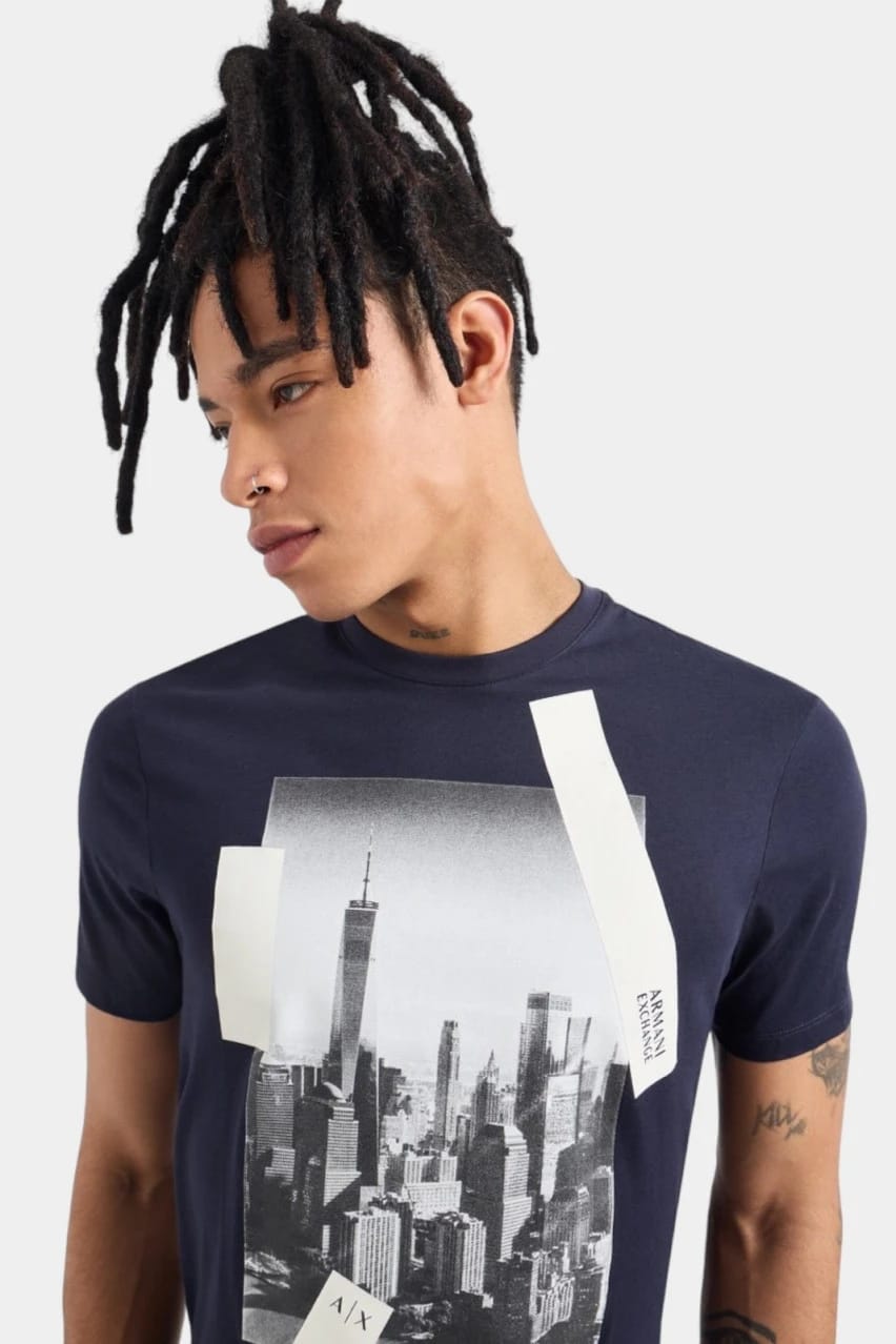 ARMANI EXCHANGE Tricou 3DZTHRZJBYZ 85CW Bleumarin
