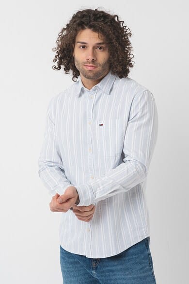 TOMMY JEANS Cămașă DM0DM18336 C1O Alb- Albastru