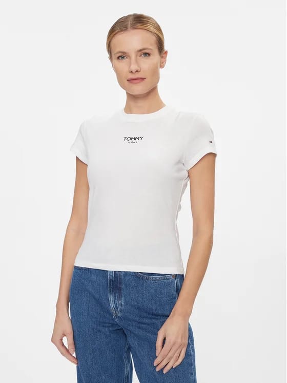 TOMMY JEANS Tricou Bby Essential Logo DW0DW16435 YBR Alb