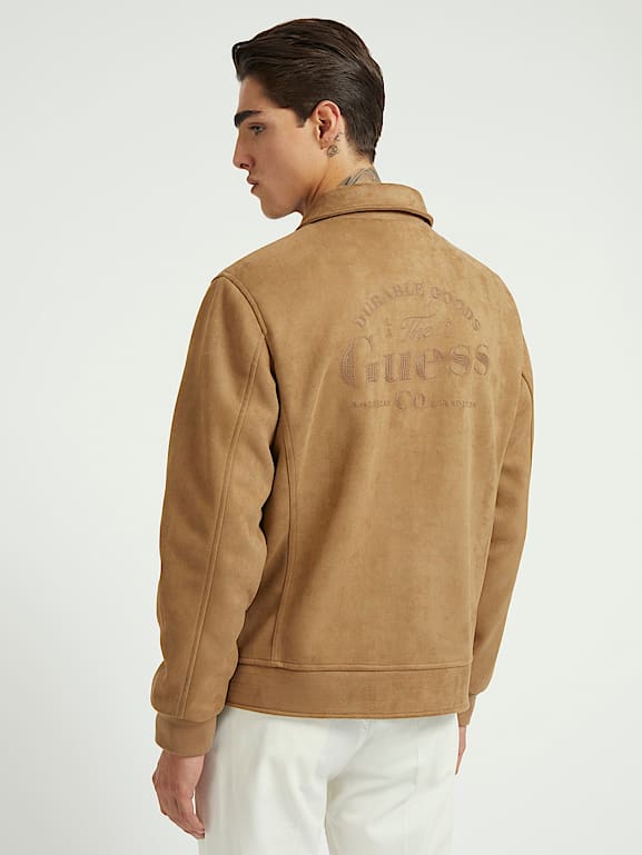 GUESS Jachetă Harrington imitație de piele întoarsă M3YL09WFHO0 Maro