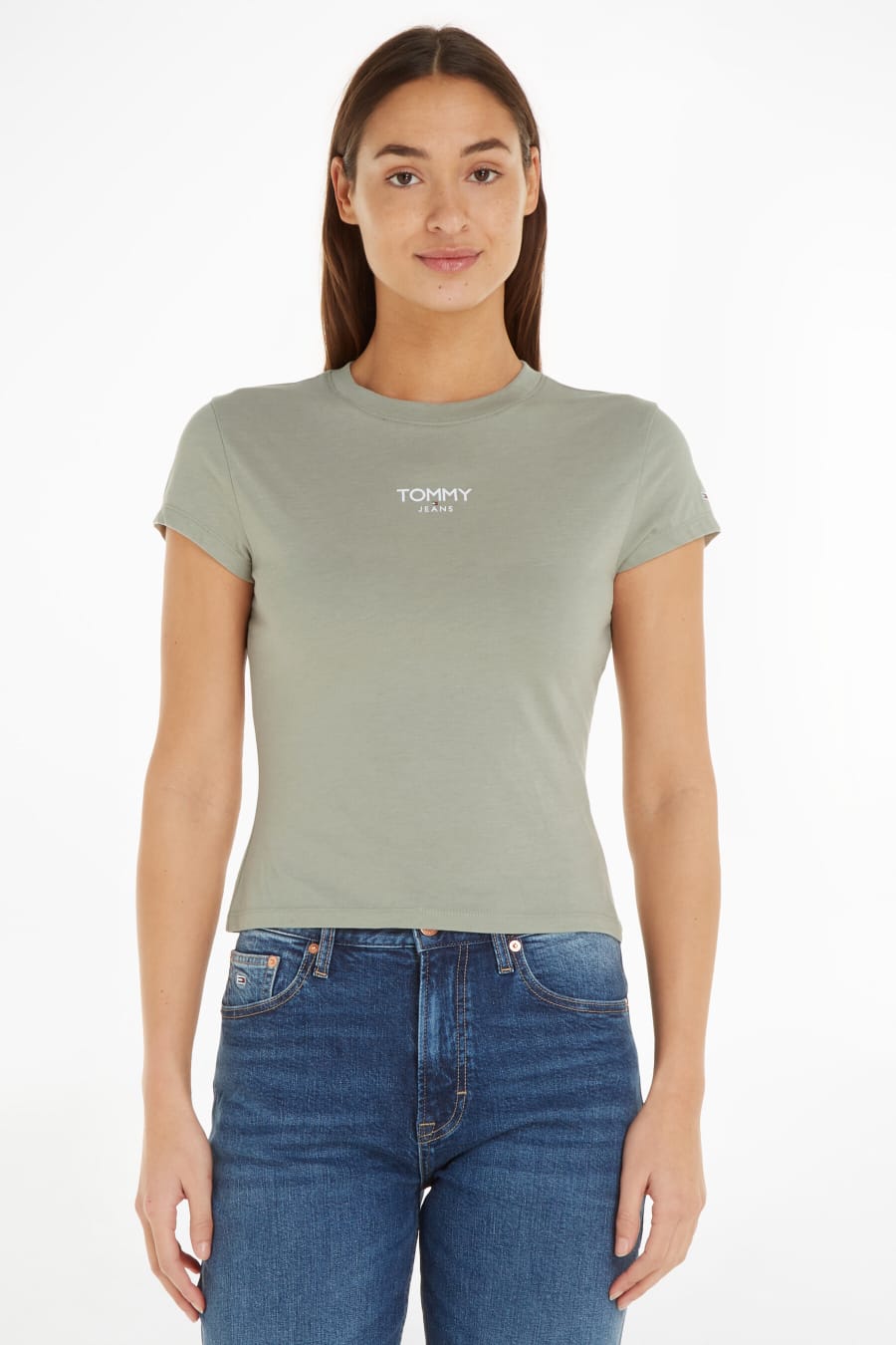 TOMMY JEANS Tricou Bby Essential Logo DW0DW16435 PMI Khaki