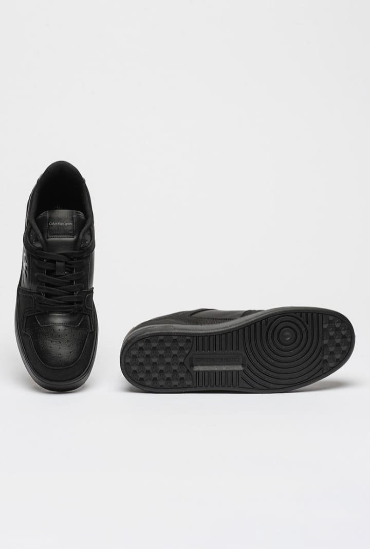 CALVIN KLEIN JEANS Pantofi sport din piele cu detaliu logo - Negru