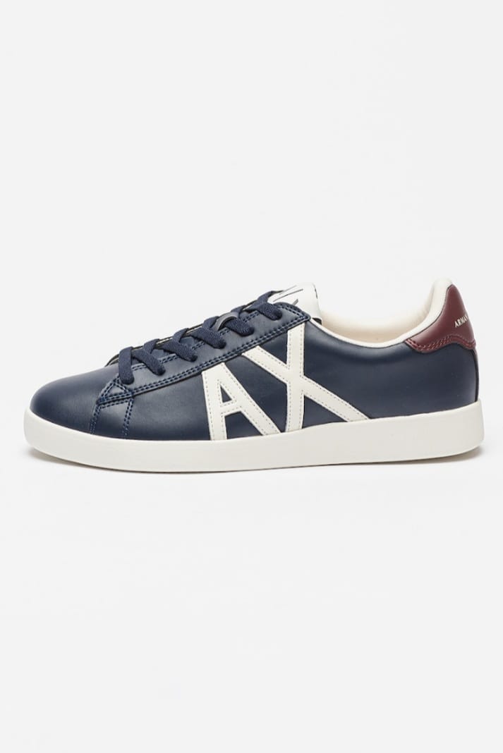 ARMANI EXCHANGE Pantofi sport de piele cu logo - Bleumarin