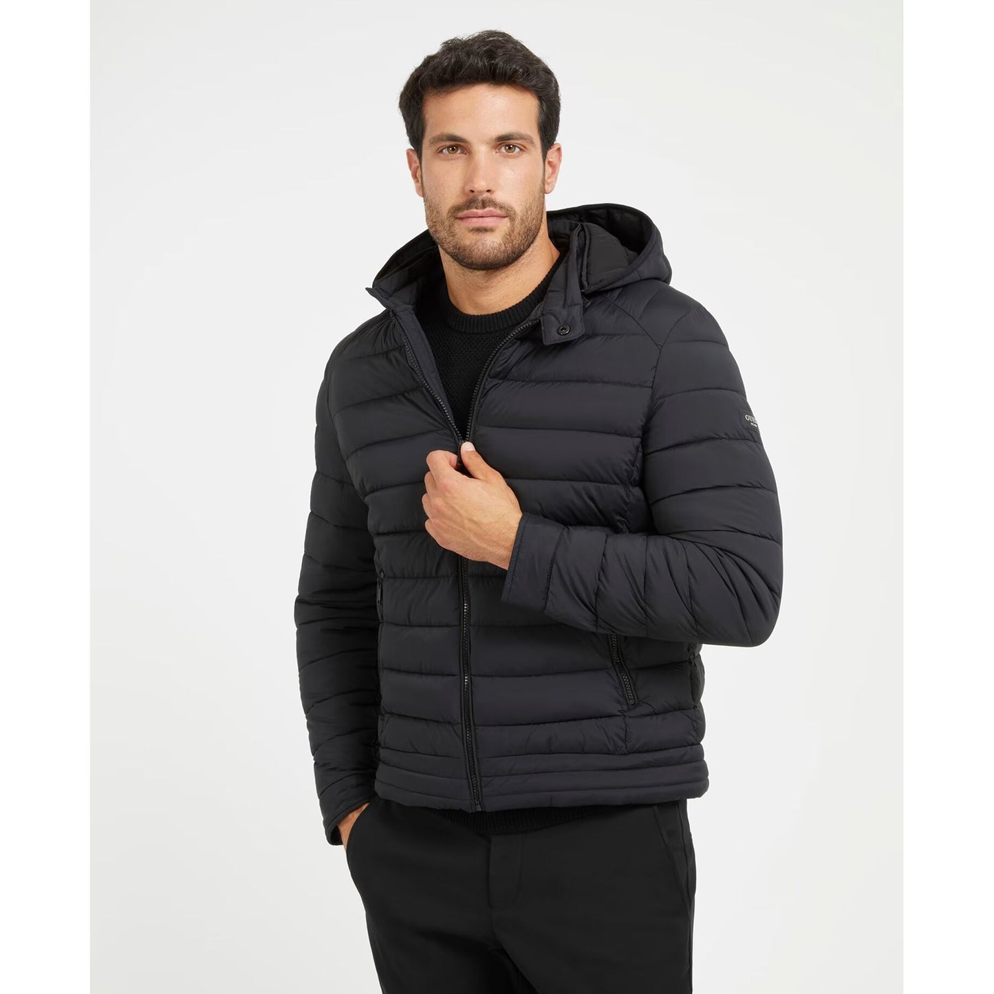 GUESS Geacă Strech Hoodor M3YL15WFHC2 JBLK Negru