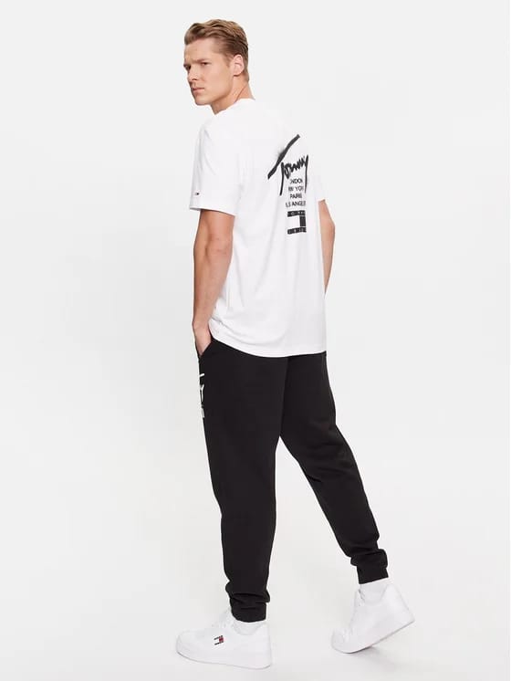 TOMMY JEANS Tricou Spray Signature DM0DM17716 Alb