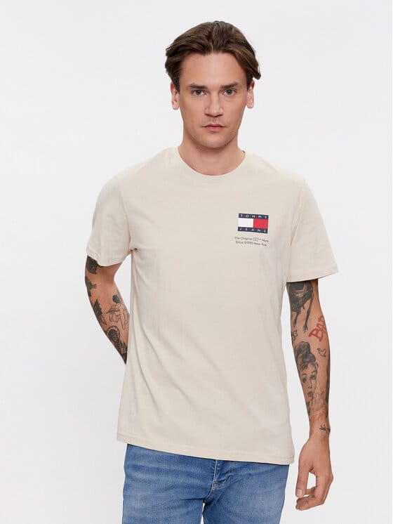 TOMMY JEANS Tricou Essential Flag - Bej