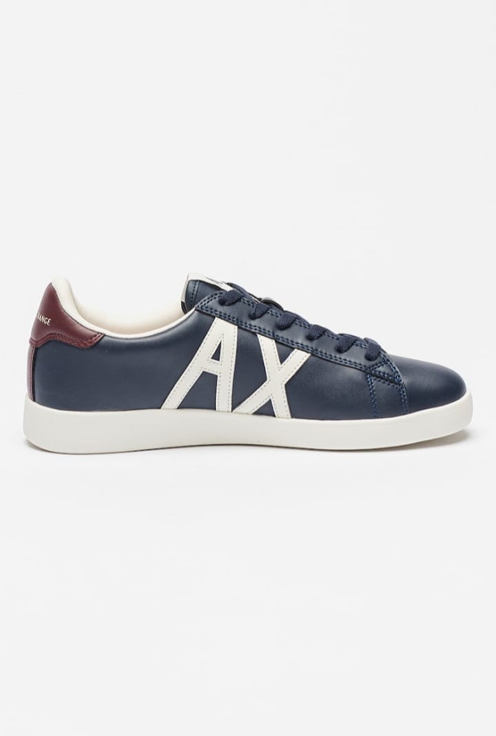 ARMANI EXCHANGE Pantofi sport de piele cu logo - Bleumarin