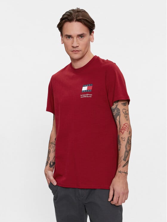 TOMMY JEANS Tricou Essential Flag - Roșu