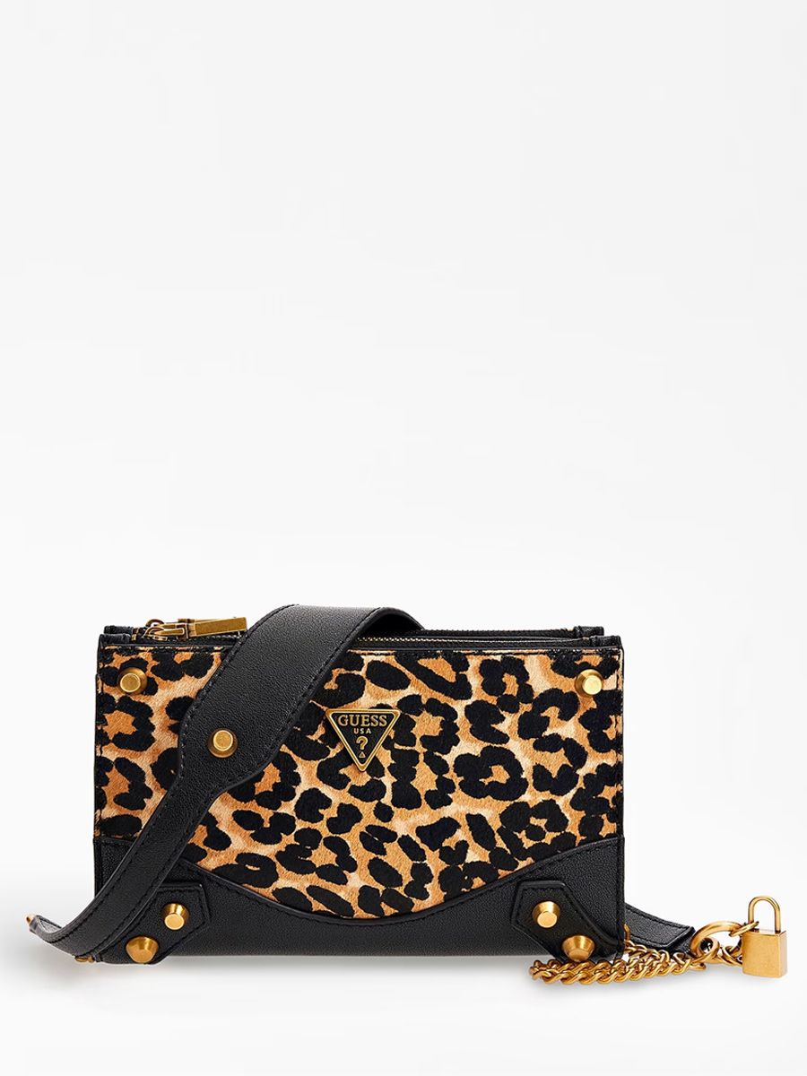 GUESS Amantea Leather Mini Crossbody Bag Animalier