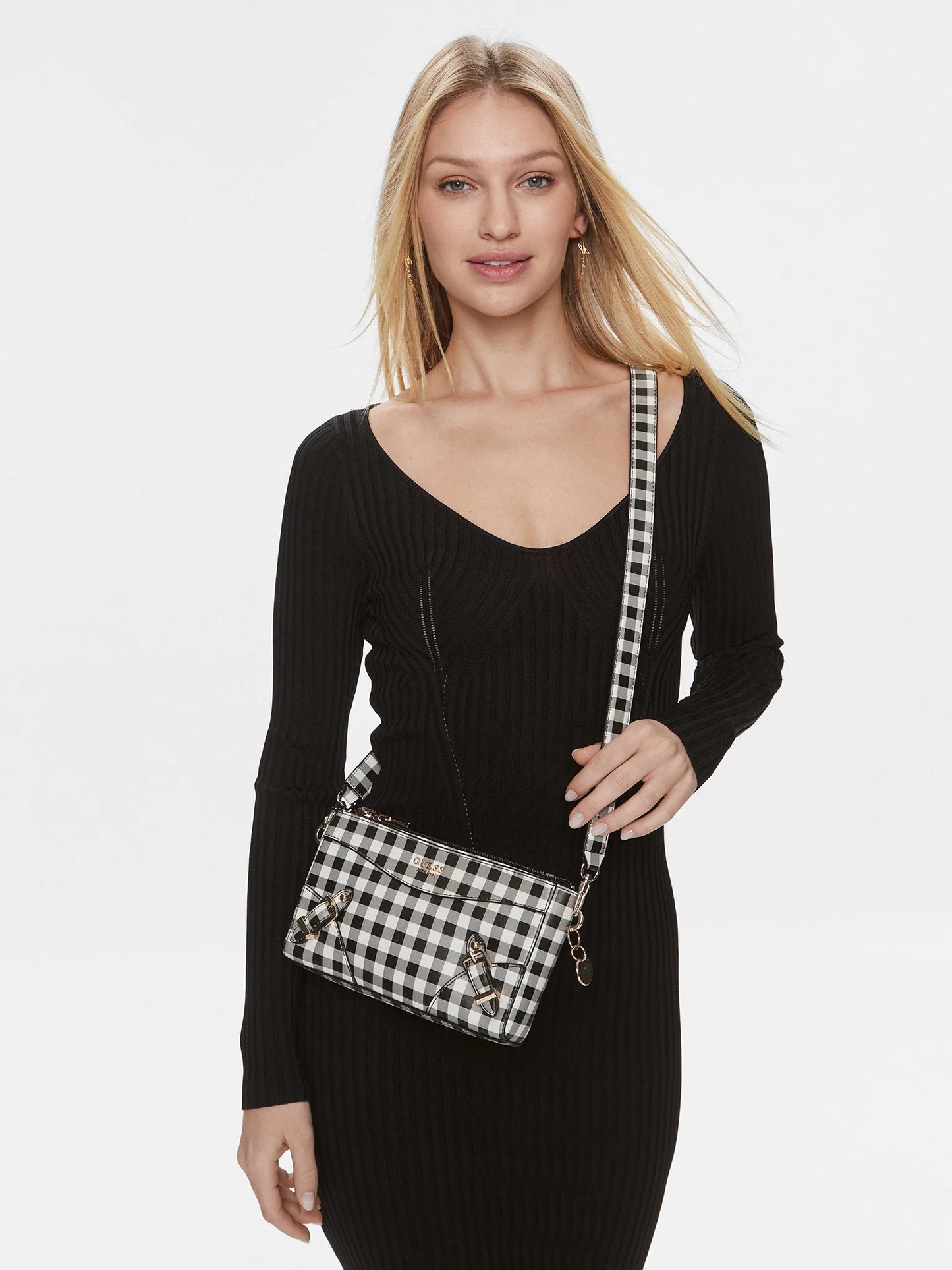 Guess Geantă Didi (VH) Mini Bags - Alb/Negru