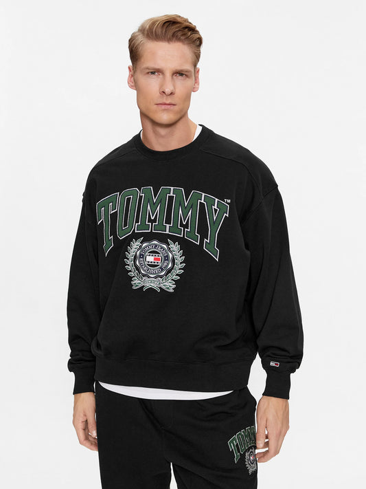 Tommy Jeans Bluză College Graphic DM0DM16804 Negru Boxy Fit