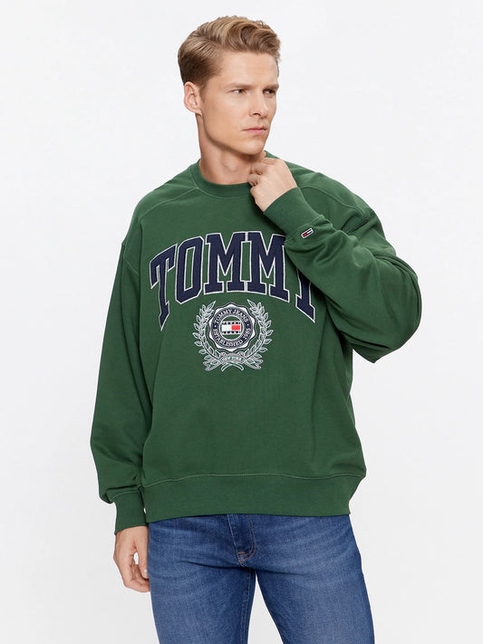 Tommy Jeans Bluză College Graphic DM0DM16804 Verde Boxy Fit