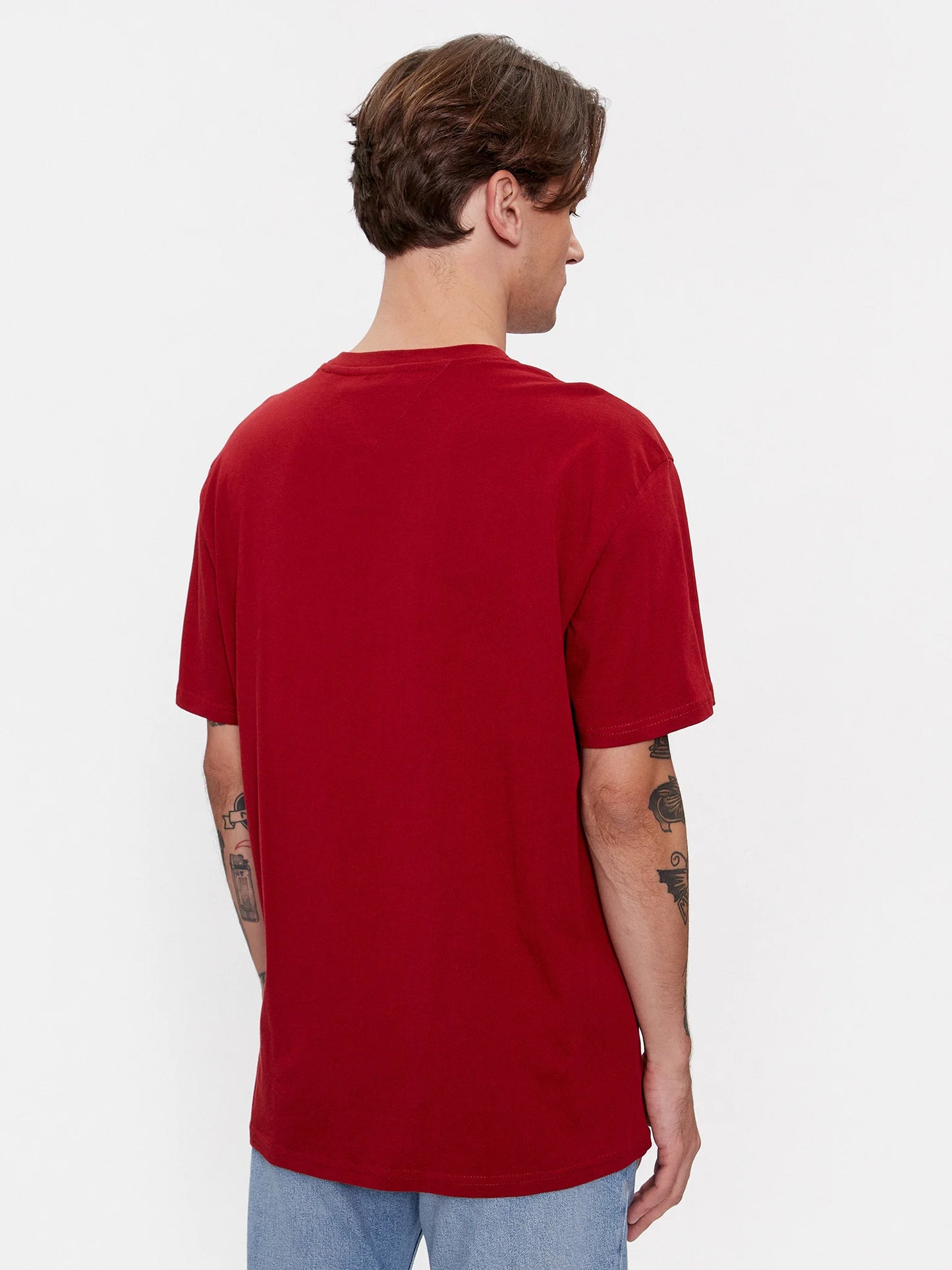 TOMMY JEANS Tricou Linear Logo - Roșu Regular Fit