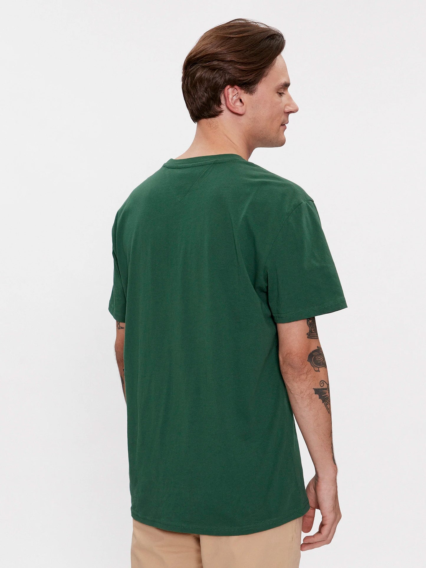 TOMMY JEANS Tricou Linear Logo DM0DM17993 L4L- Verde Regular Fit