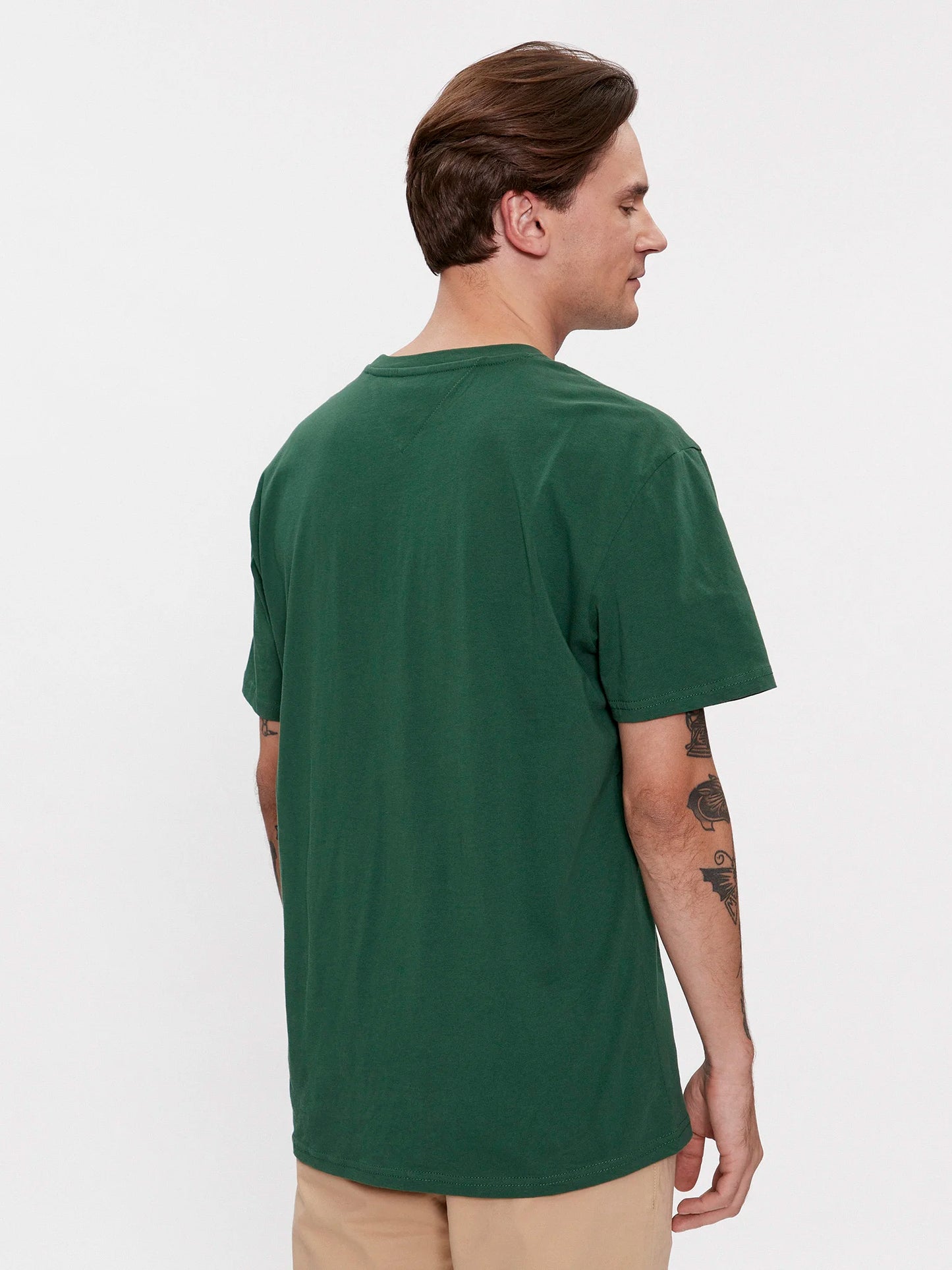 Tommy Jeans Tricou Linear Logo - Verde Regular Fit