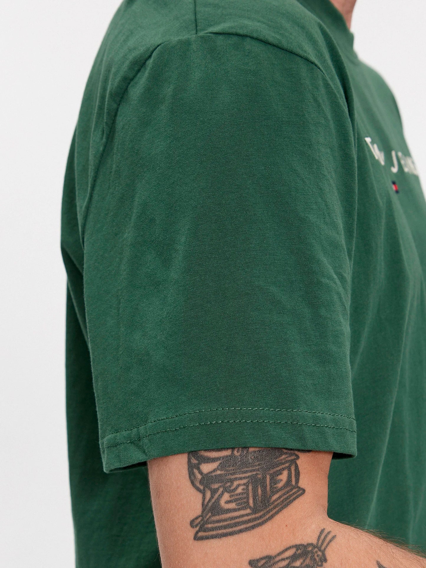 Tommy Jeans Tricou Linear Logo - Verde Regular Fit