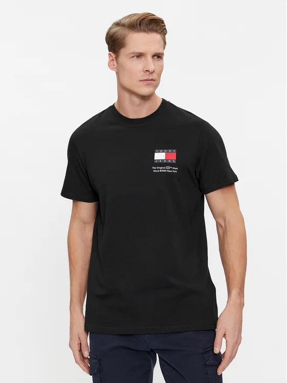 TOMMY JEANS Tricou Essential Flag - Negru