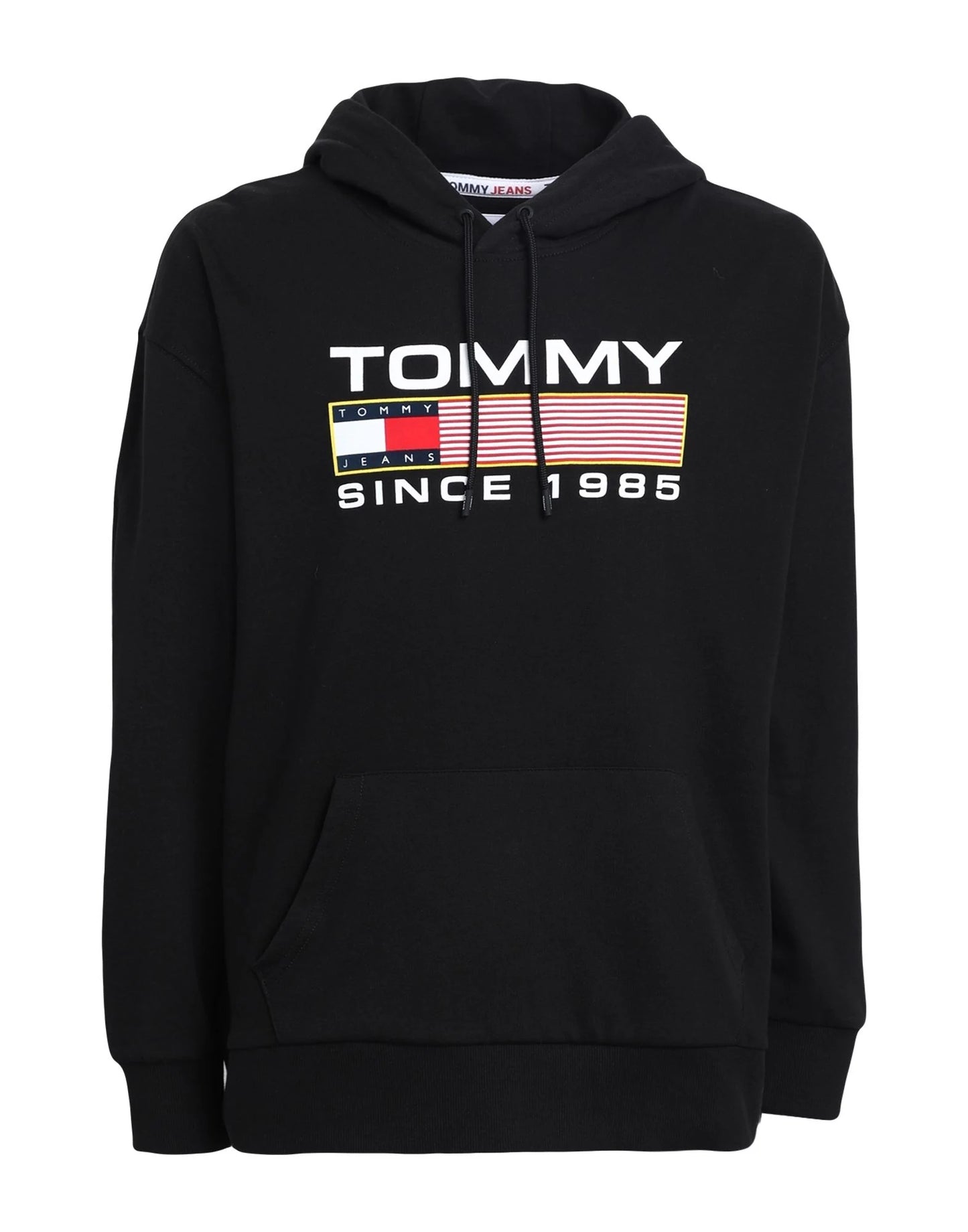Bluză Tommy Jeans cu Glugă și Logo Retro - Negru