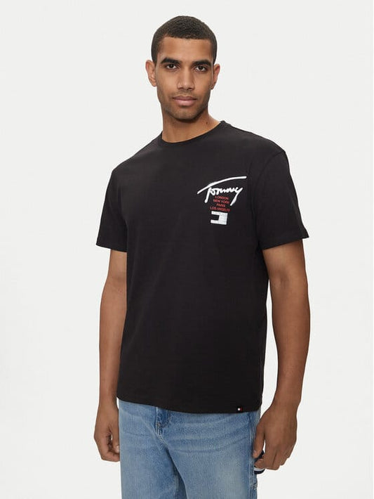 TOMMY JEANS Tricou Spray Signature DM0DM18529 Negru