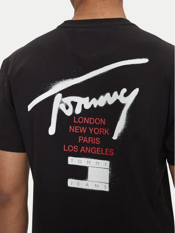 TOMMY JEANS Tricou Spray Signature DM0DM18529 Negru