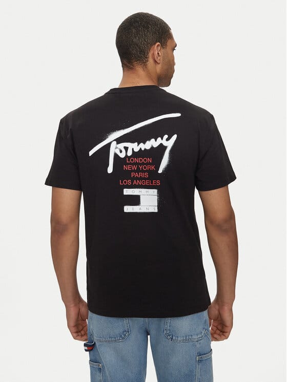 TOMMY JEANS Tricou Spray Signature DM0DM18529 Negru