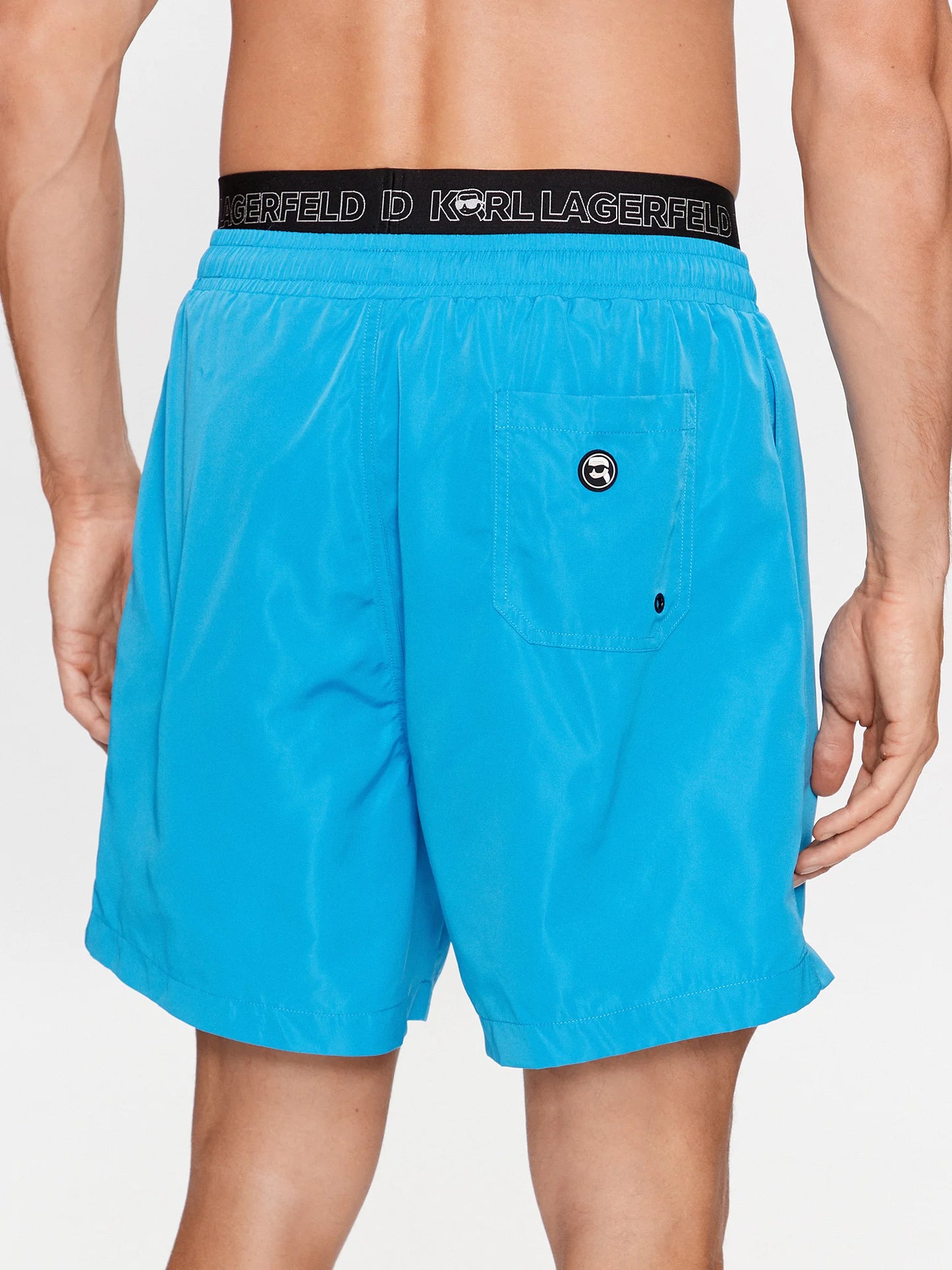 KARL LAGERFELD Pantaloni scurți de plajă Ikonik 2.0 Elastic Med Shorts 235M2213 - Albastru
