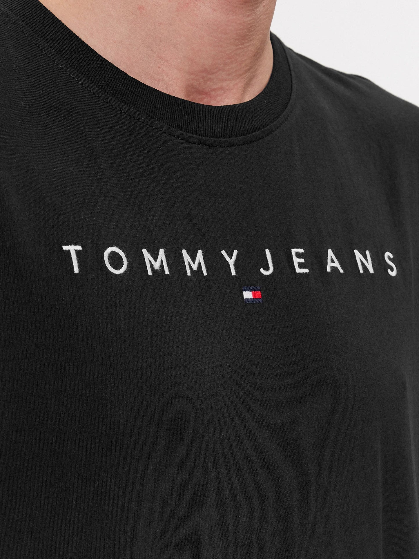 Tommy Jeans Tricou Linear Logo - Negru Regular Fit